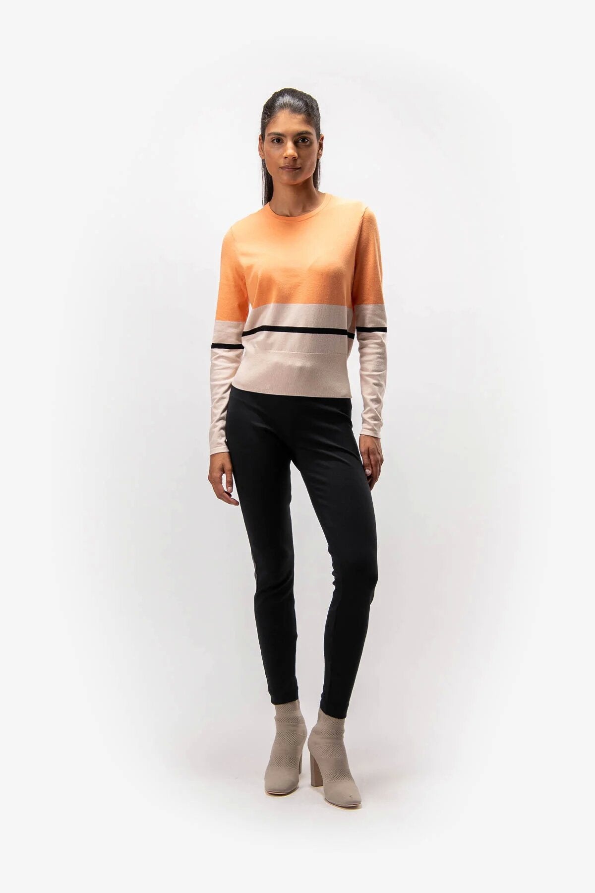 Pullover with Graphic Block Stripes