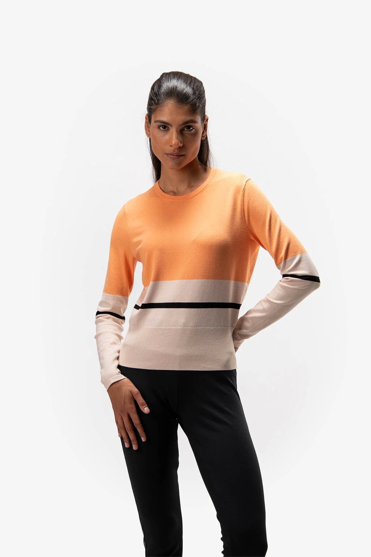 Pullover with Graphic Block Stripes