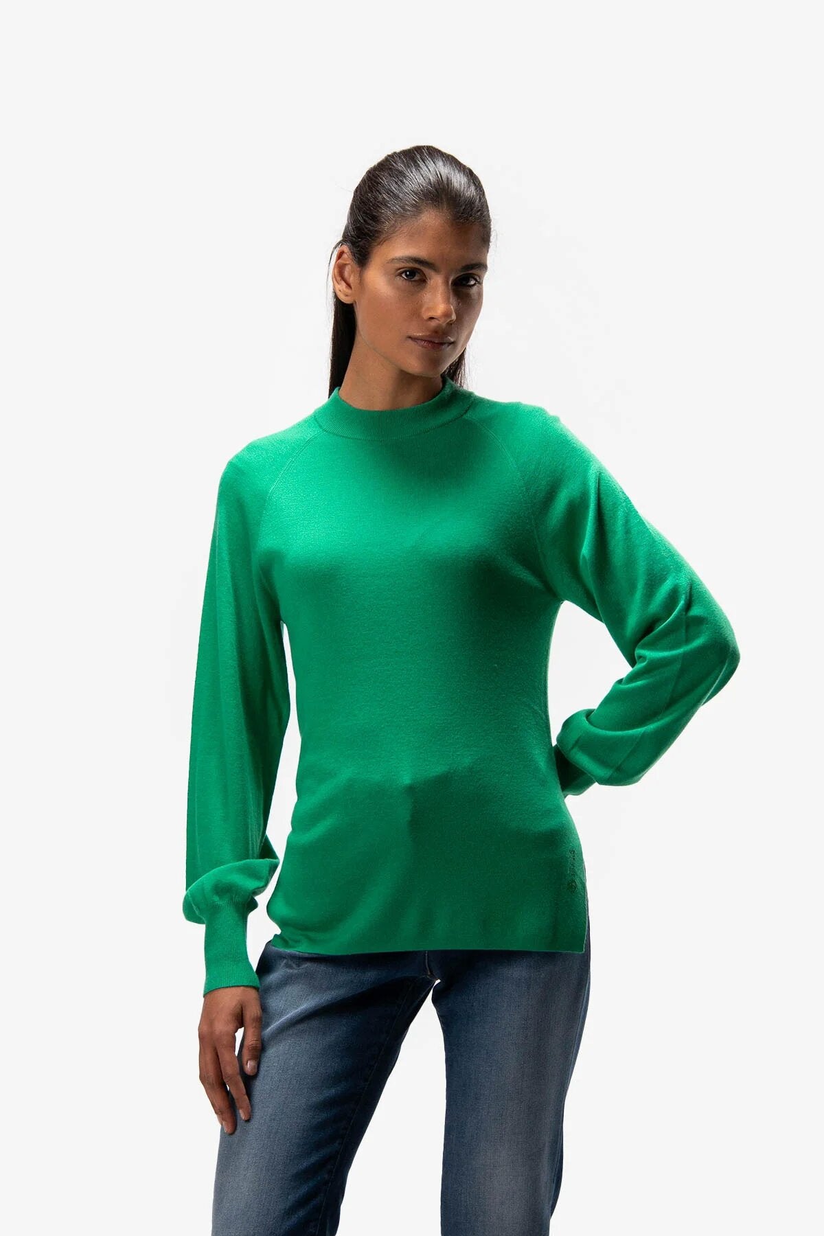 Pullover with Stand-Up Collar