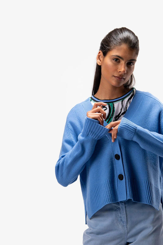 V领插肩袖针织开衫