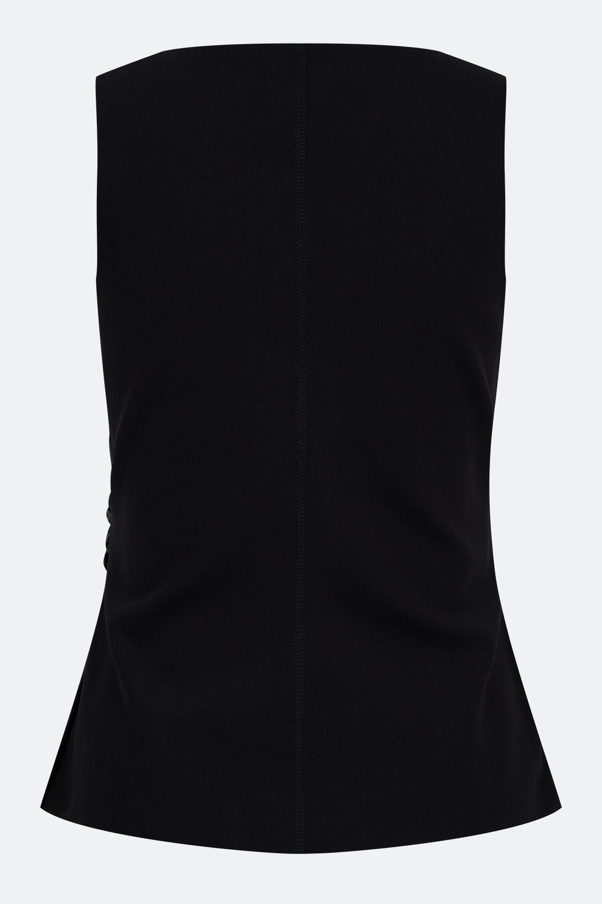 镂空缩褶无袖上衣