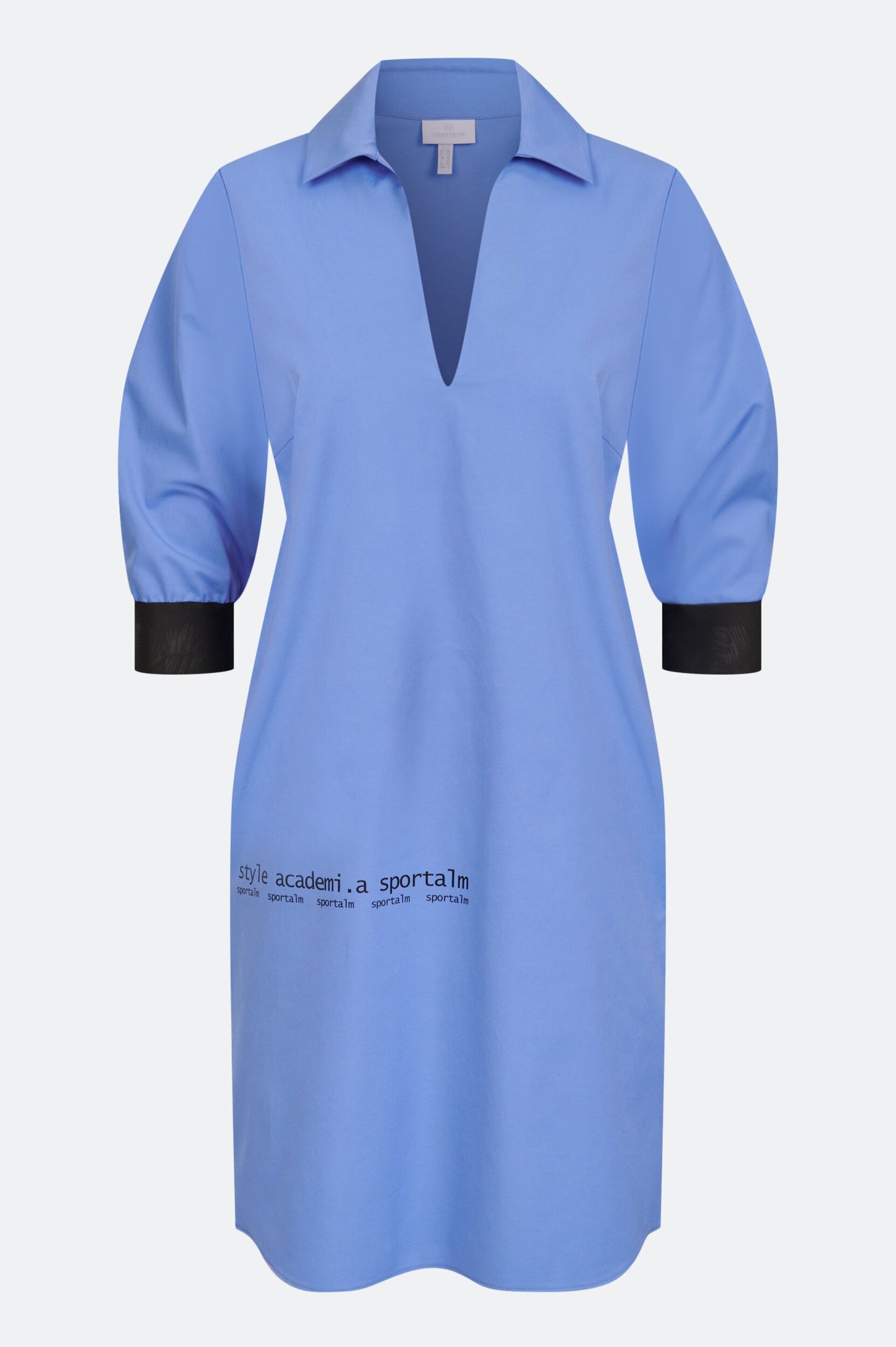 Logo印字小V襯衫領連衣裙