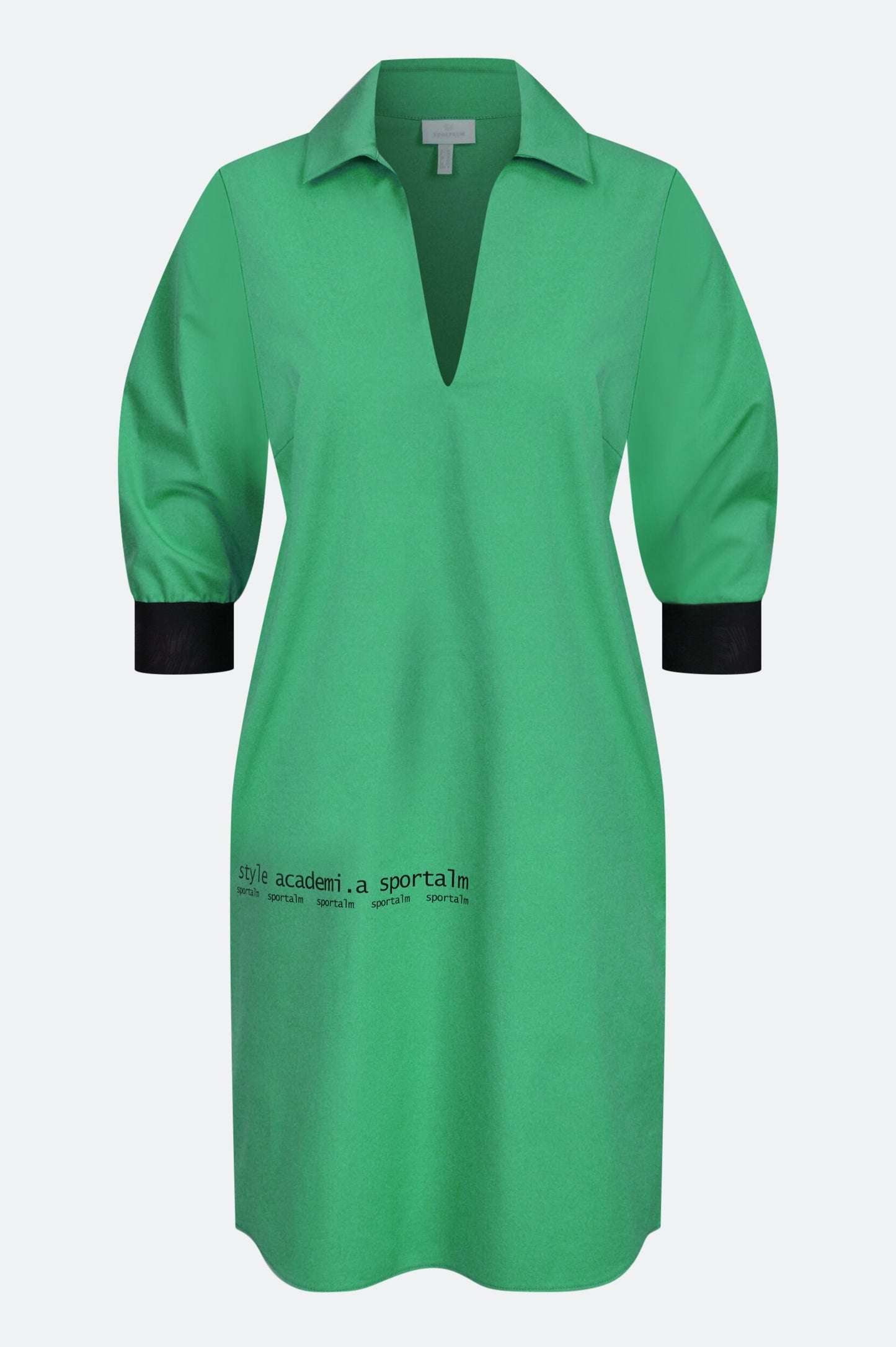 Logo印字小V襯衫領連衣裙