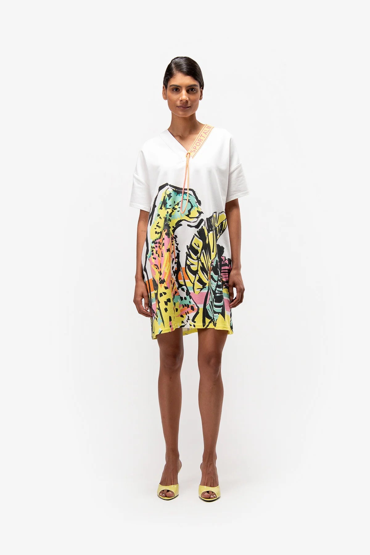 Sweat Dress with V-Neck
