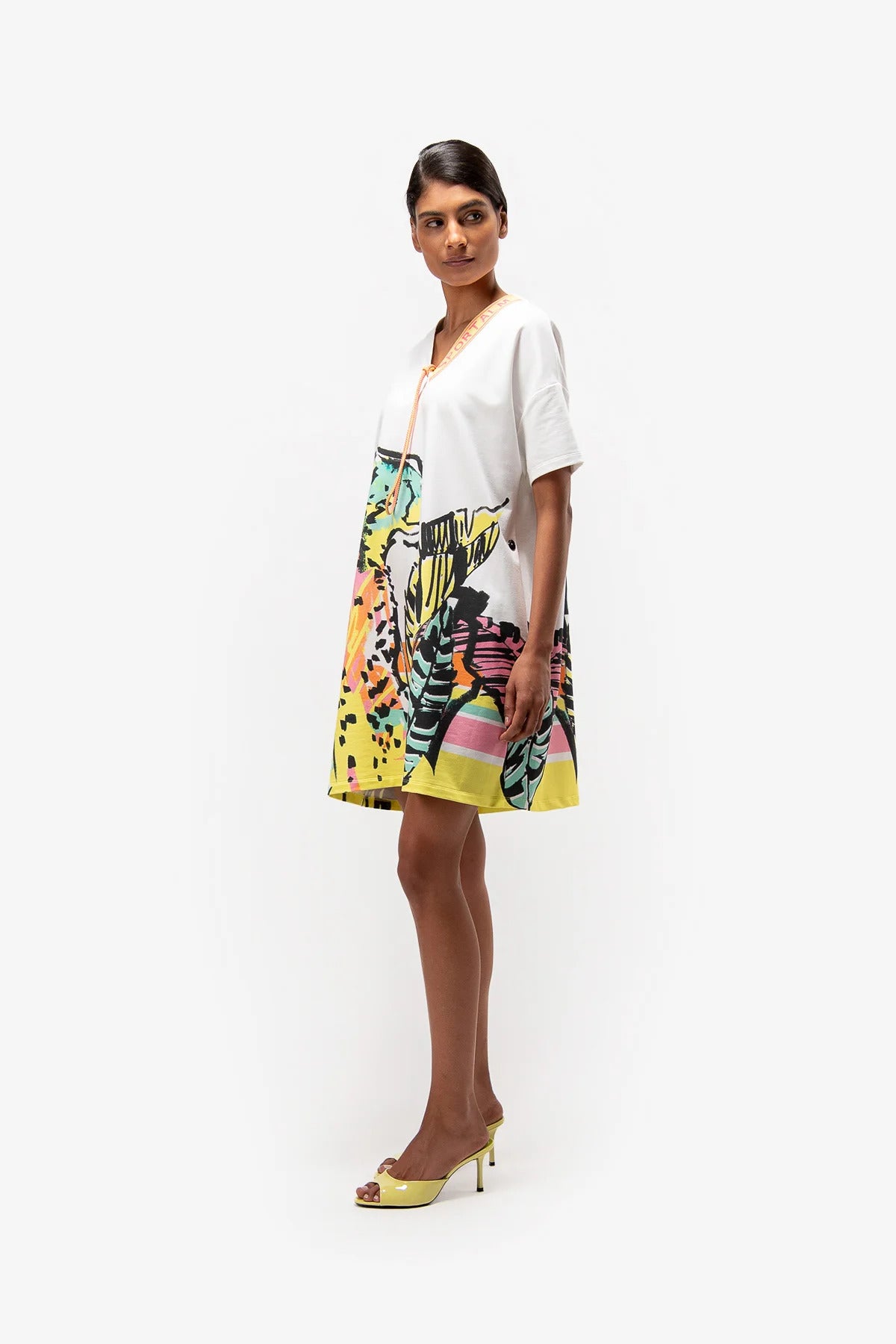 Sweat Dress with V-Neck