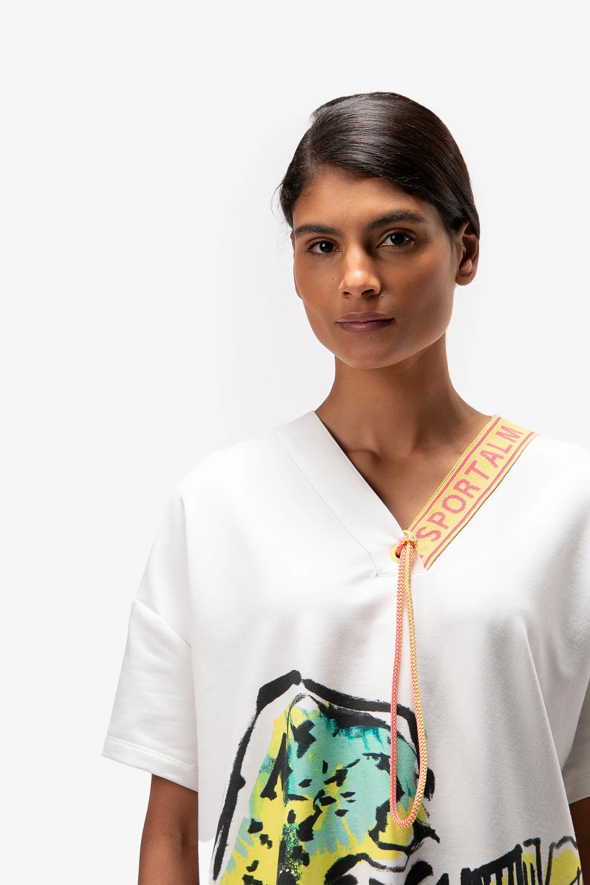 Sweat Dress with V-Neck