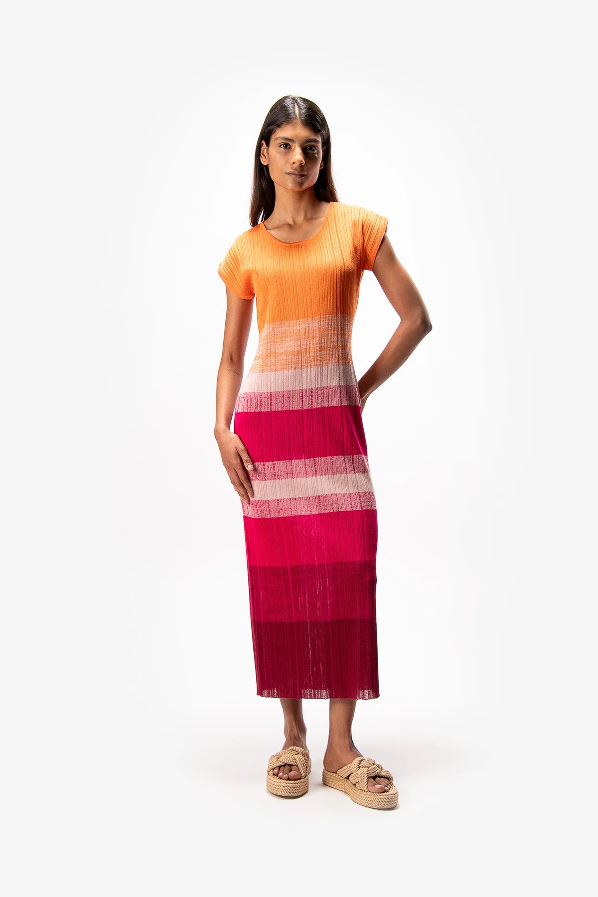 Knitted Dress with Round Neck