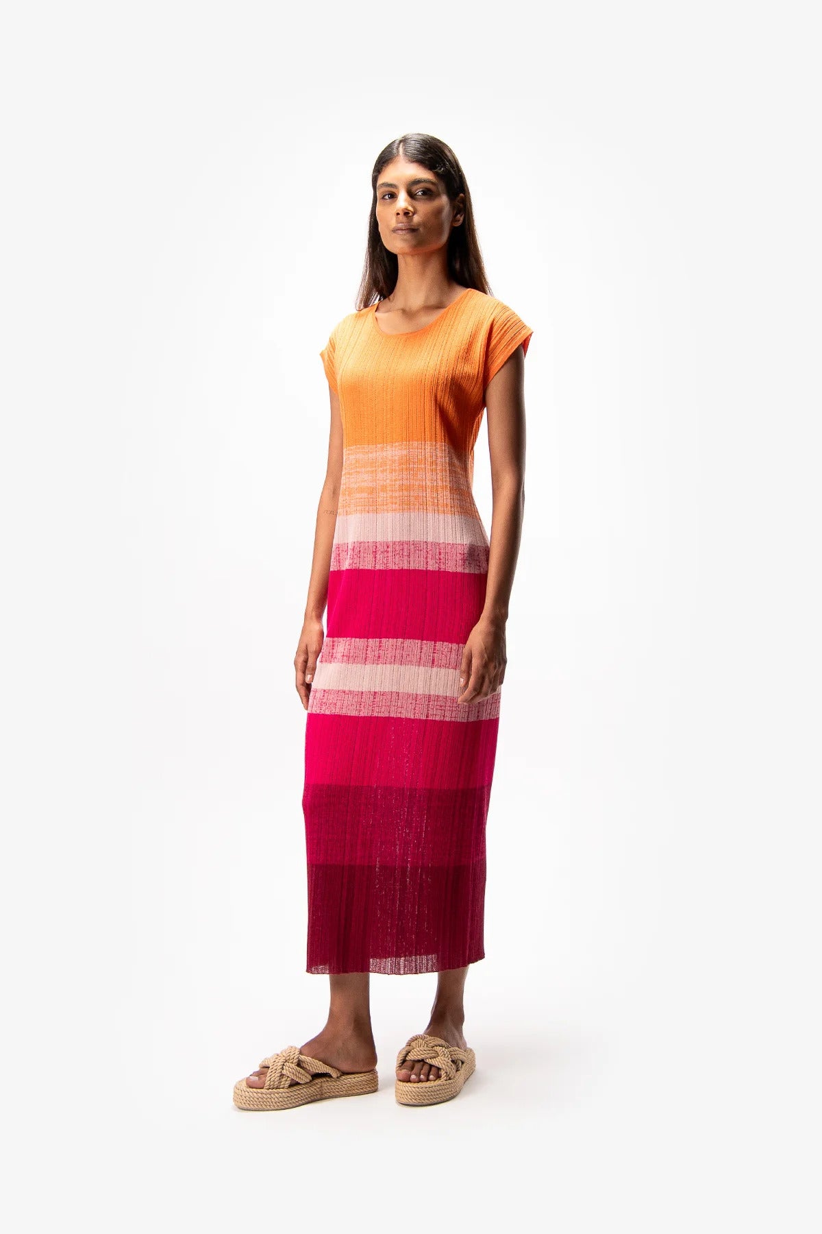 Knitted Dress with Round Neck
