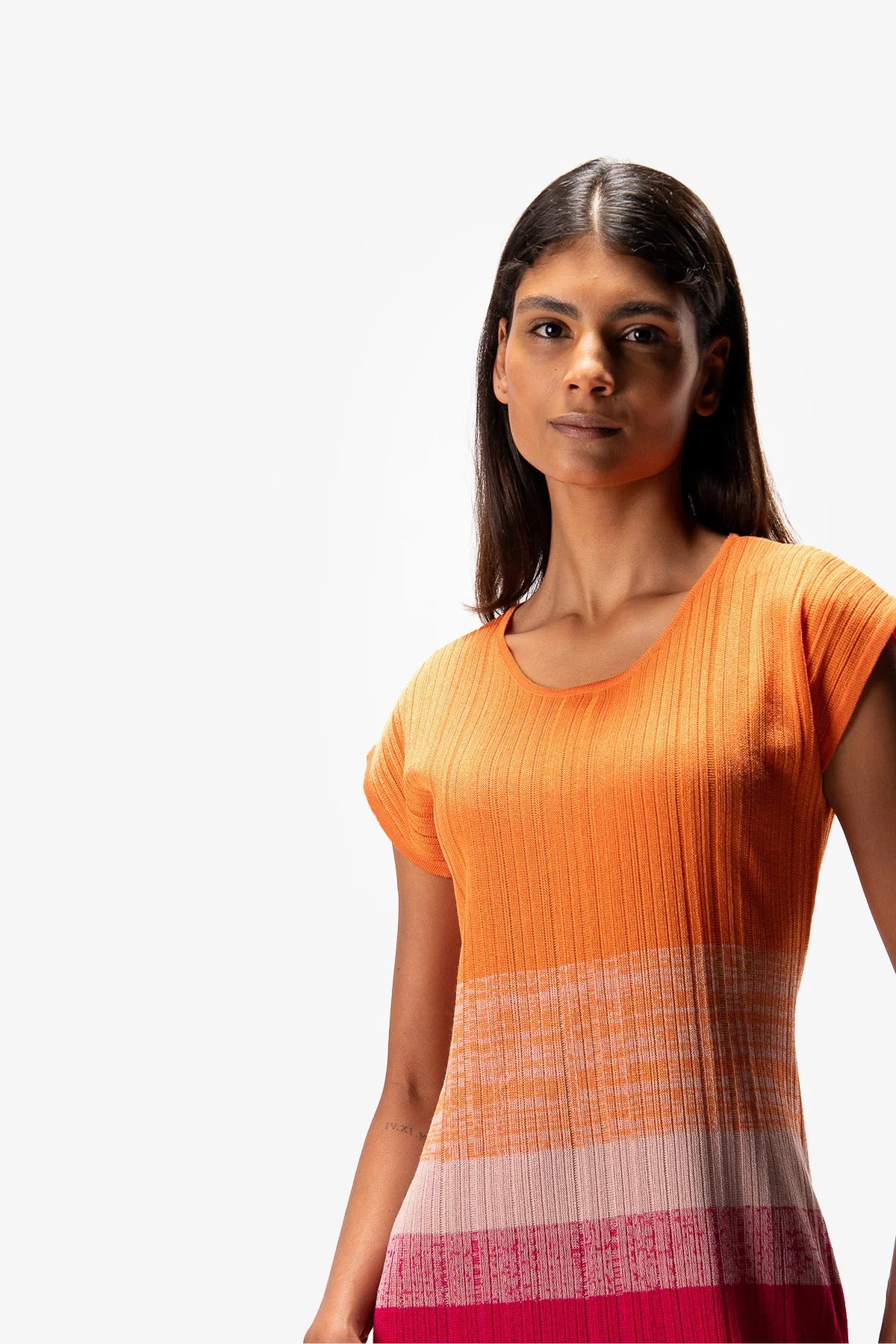 Knitted Dress with Round Neck