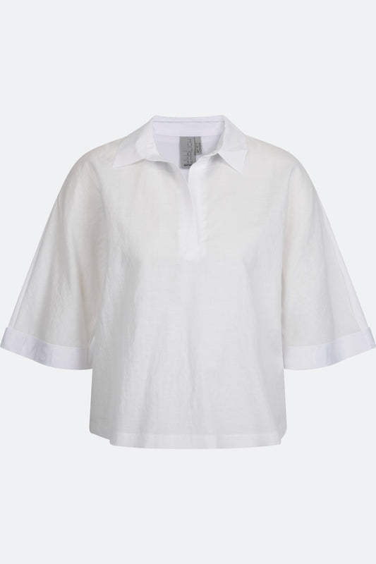 Polo领蝙蝠袖衬衫