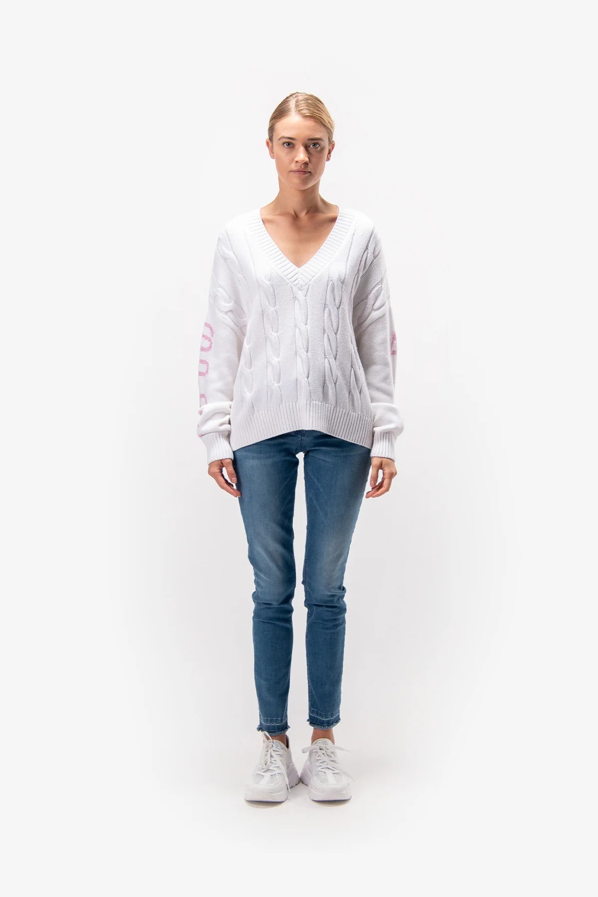 Knitted Sweater with Cable Pattern