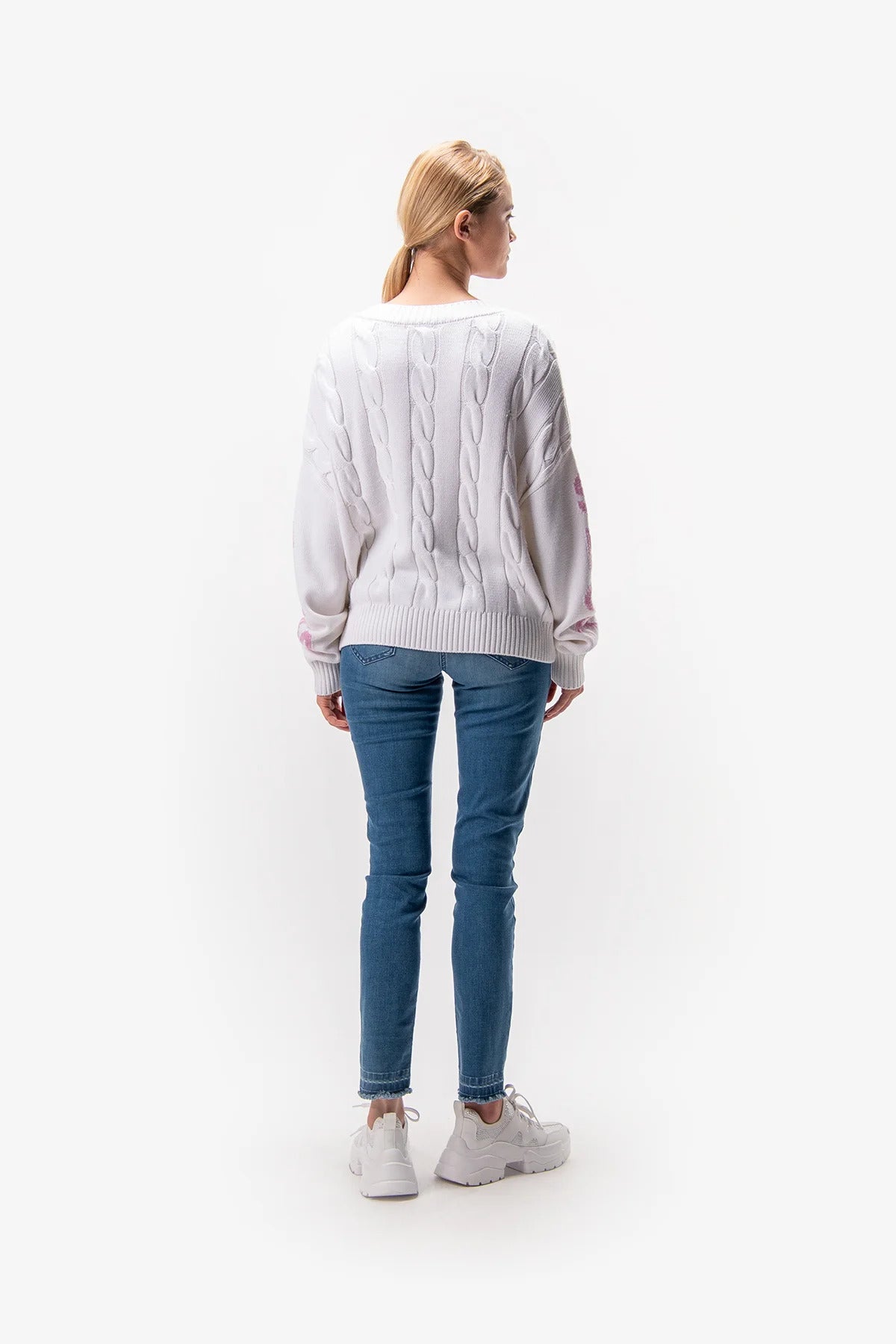Knitted Sweater with Cable Pattern
