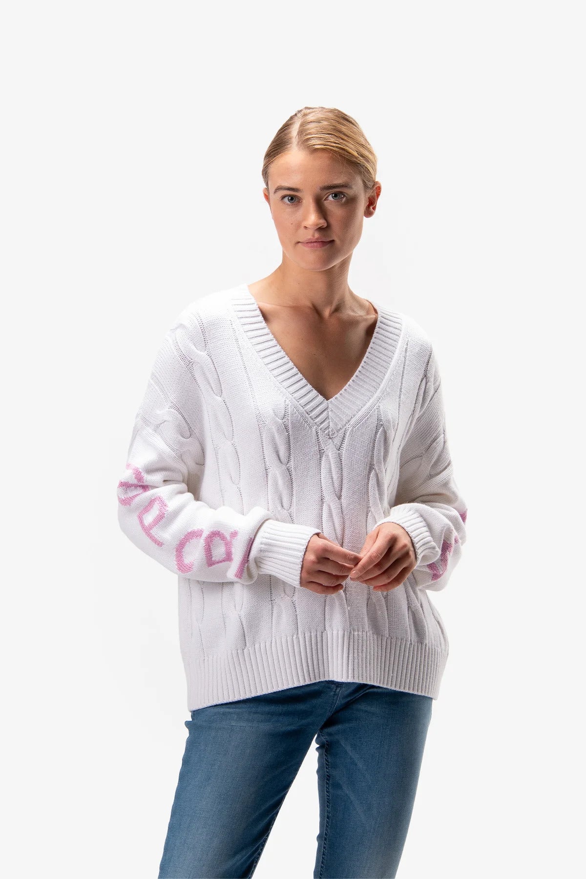 Knitted Sweater with Cable Pattern