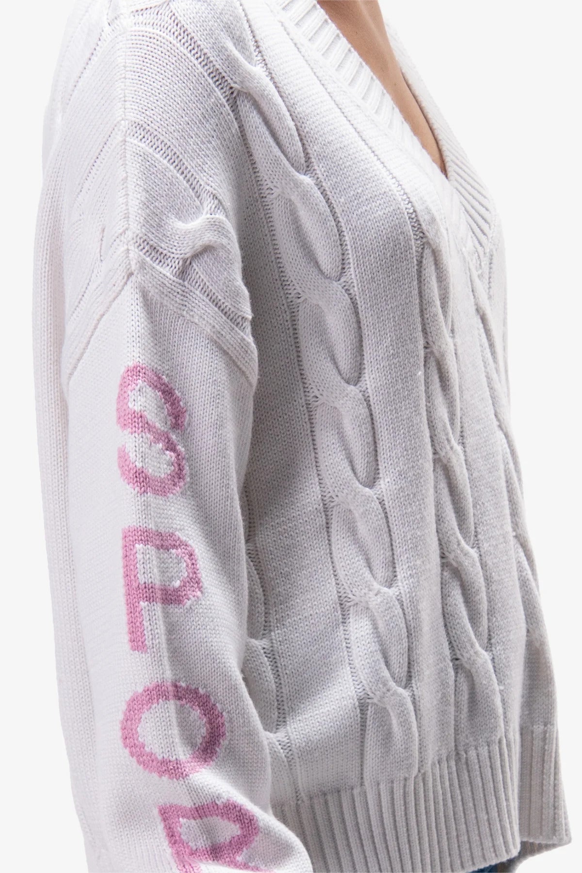 Knitted Sweater with Cable Pattern