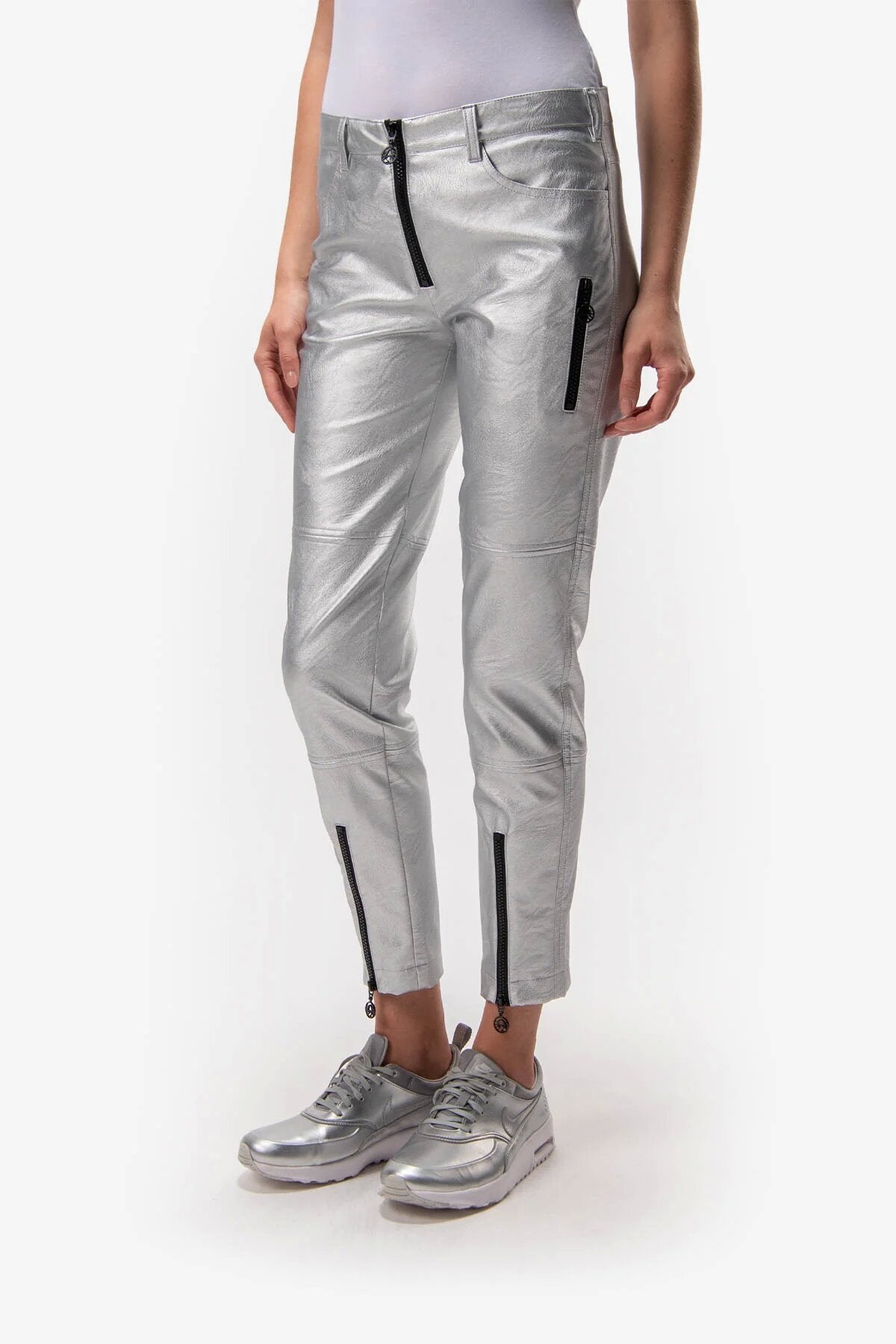 Silver Trousers with Zipper