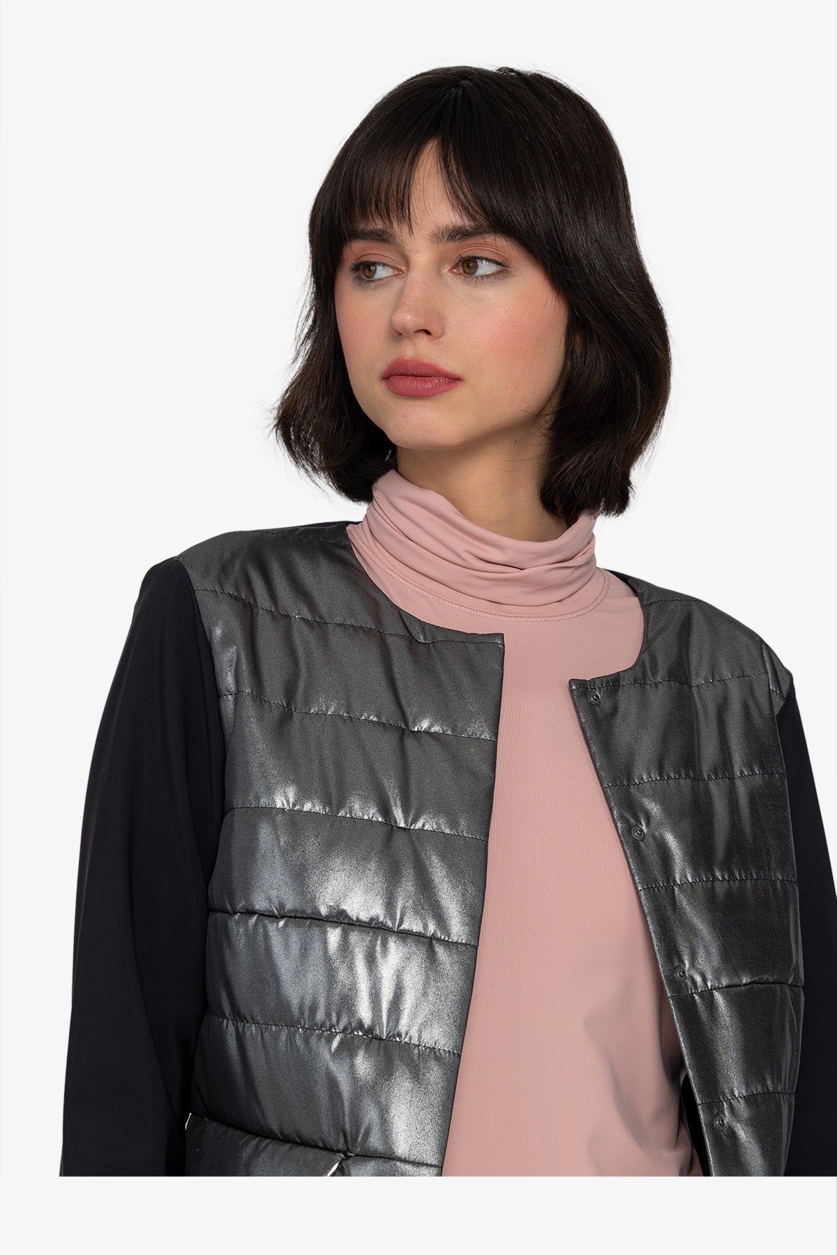 Jacket with round neckline