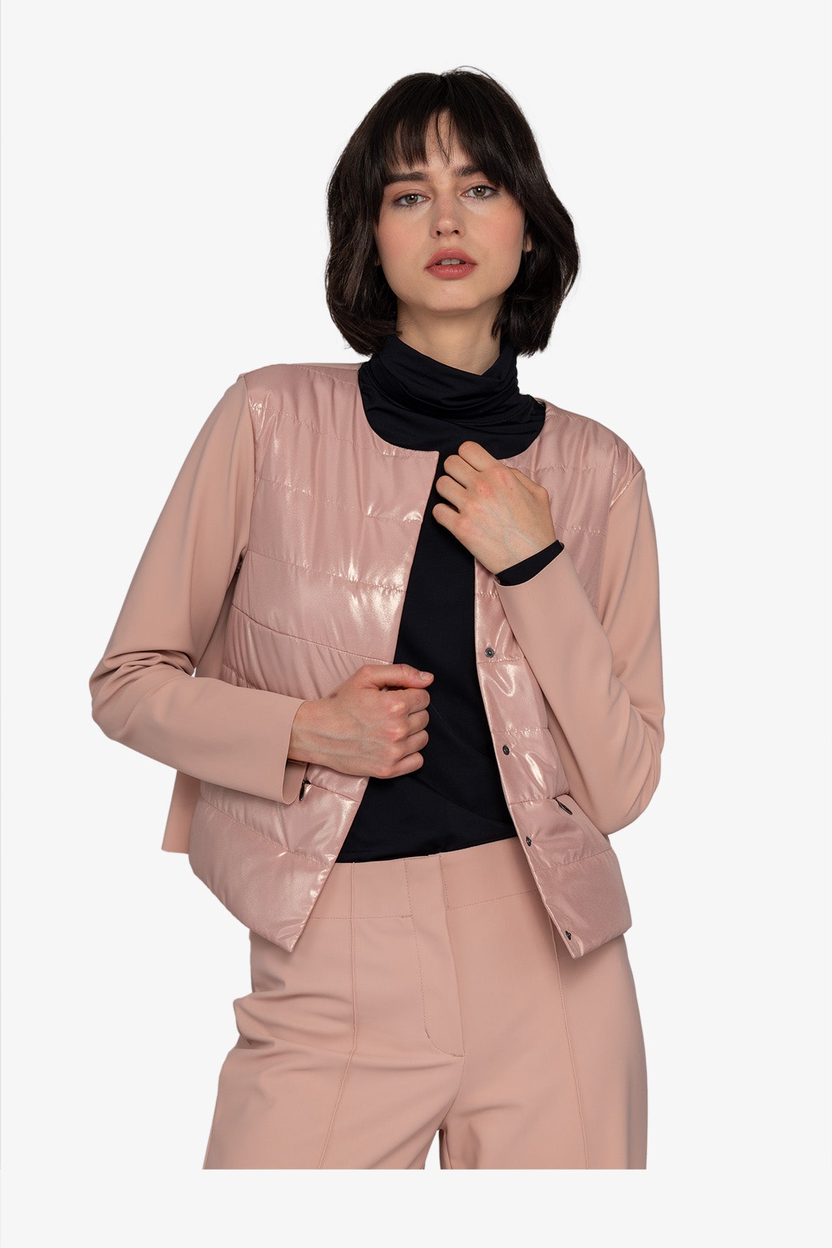 Jacket with round neckline