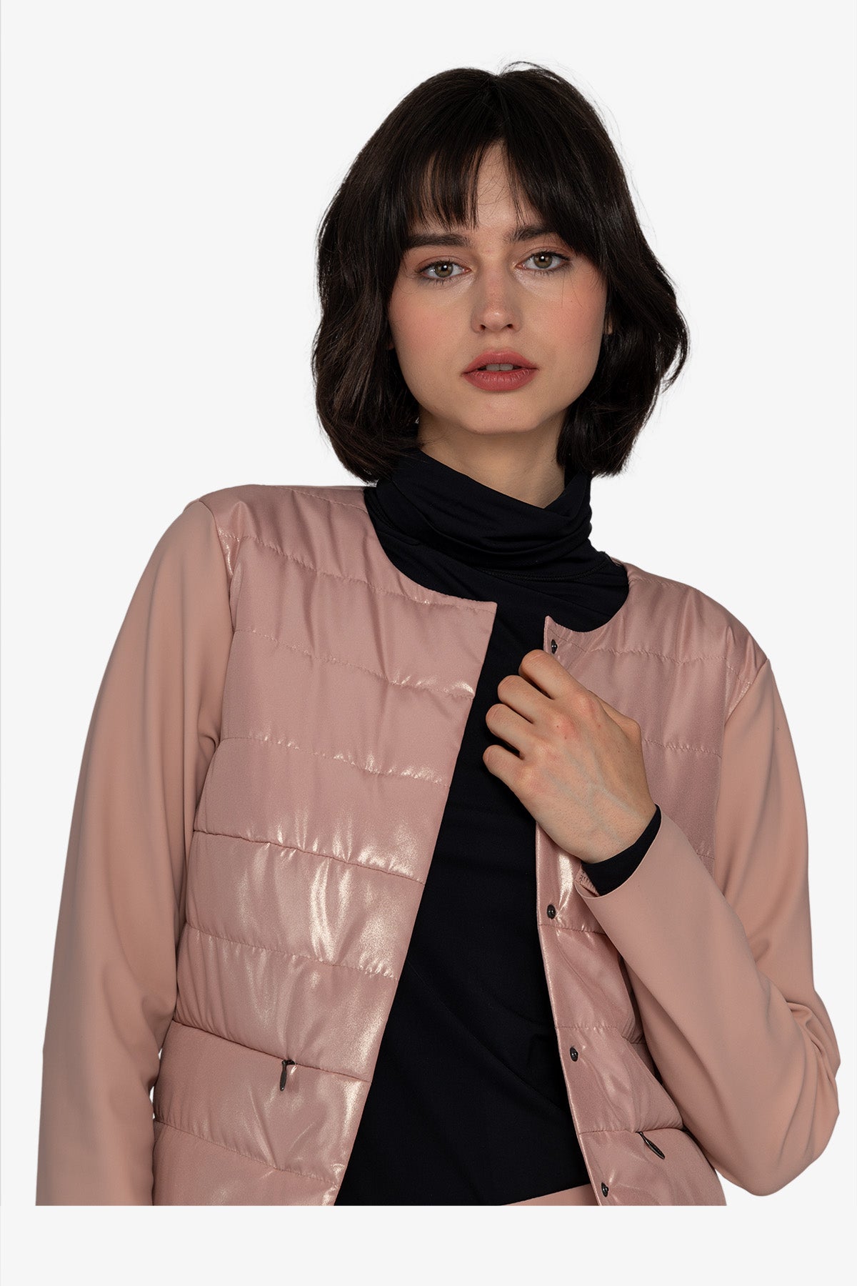 Jacket with round neckline