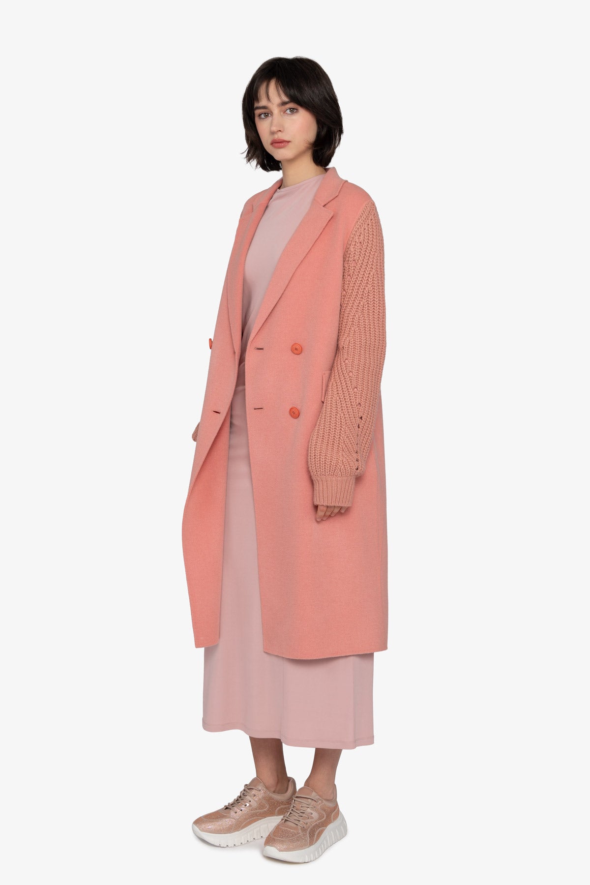 Wool Coat with Lapel Collar