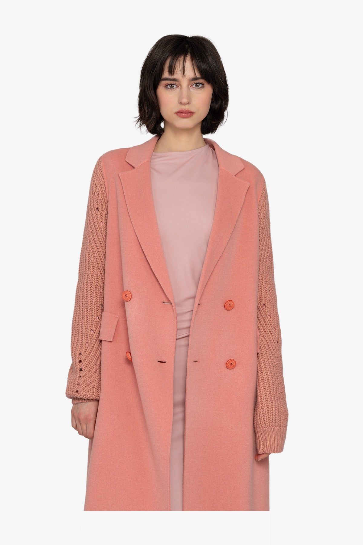 Wool Coat with Lapel Collar