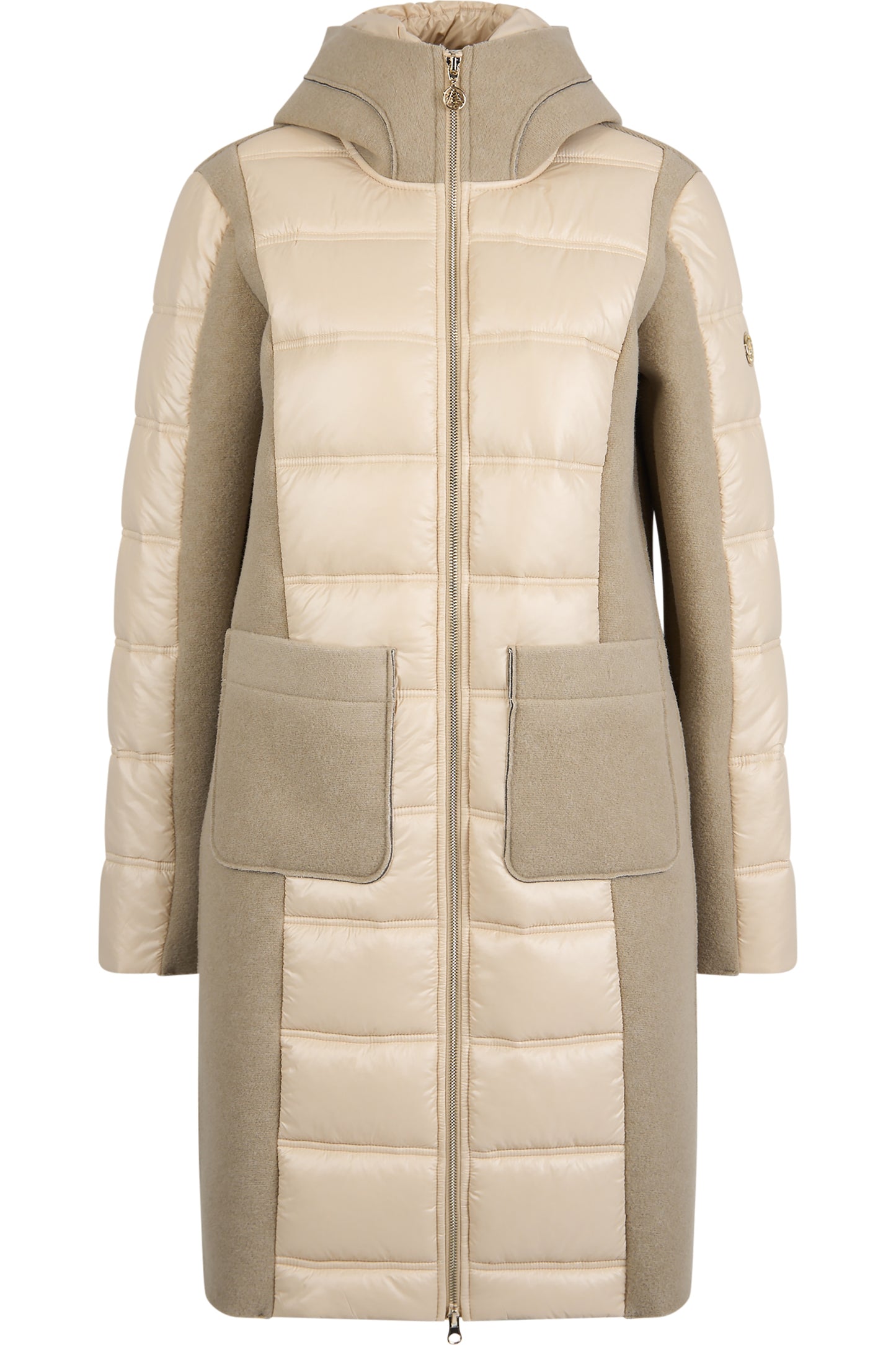 连帽绗缝拼接大衣