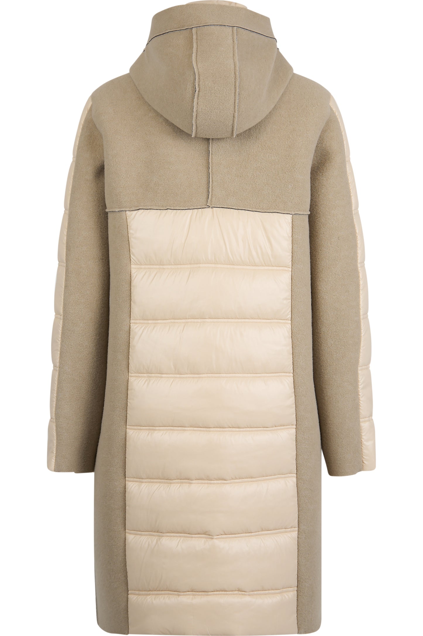 连帽绗缝拼接大衣