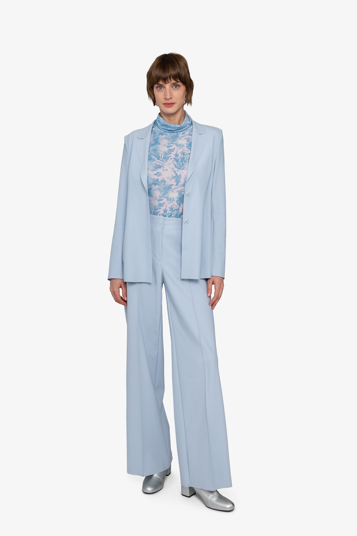 Long Blazer with Lapel Collar