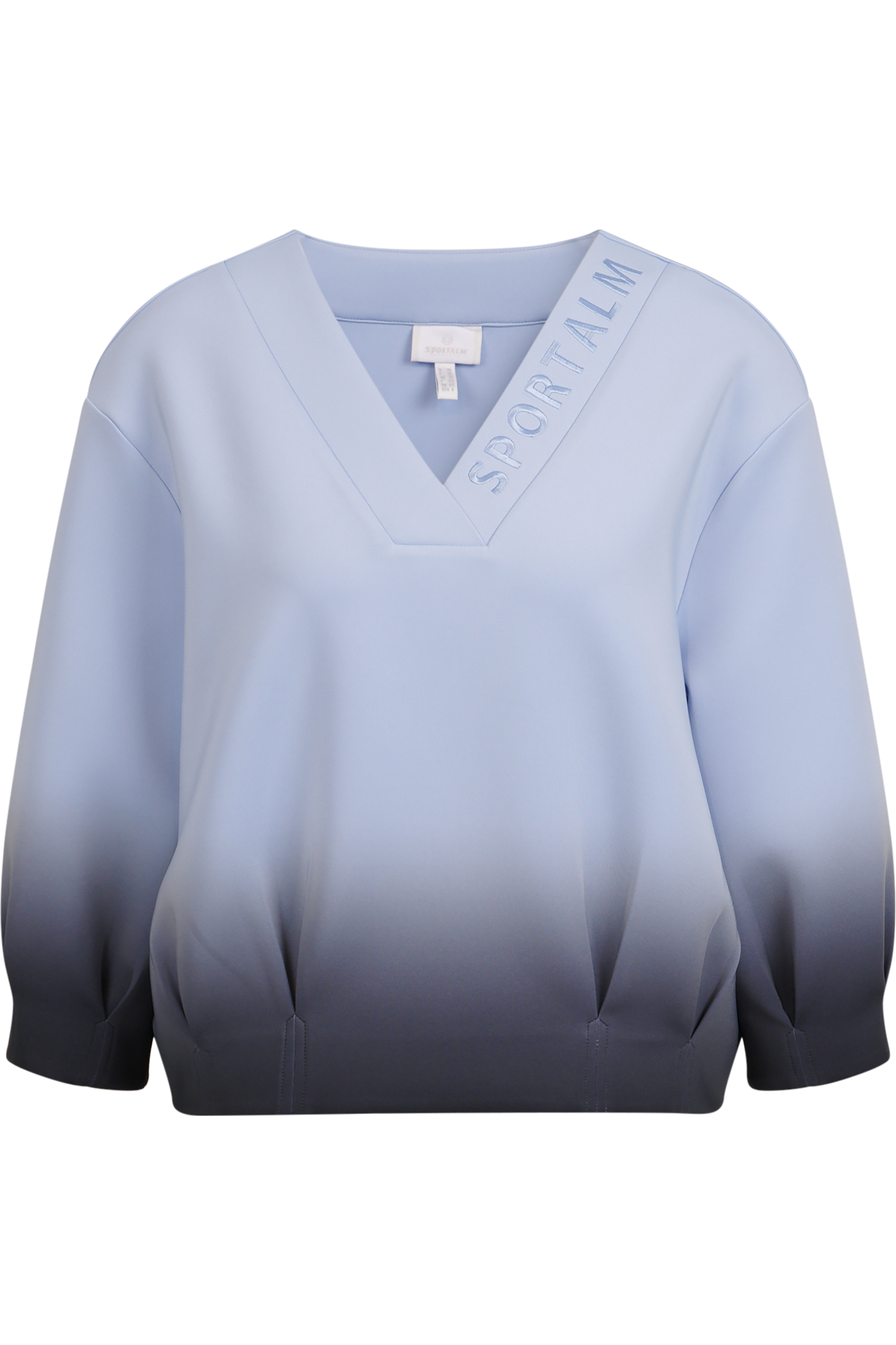 Logo刺绣V领渐变色毛衣