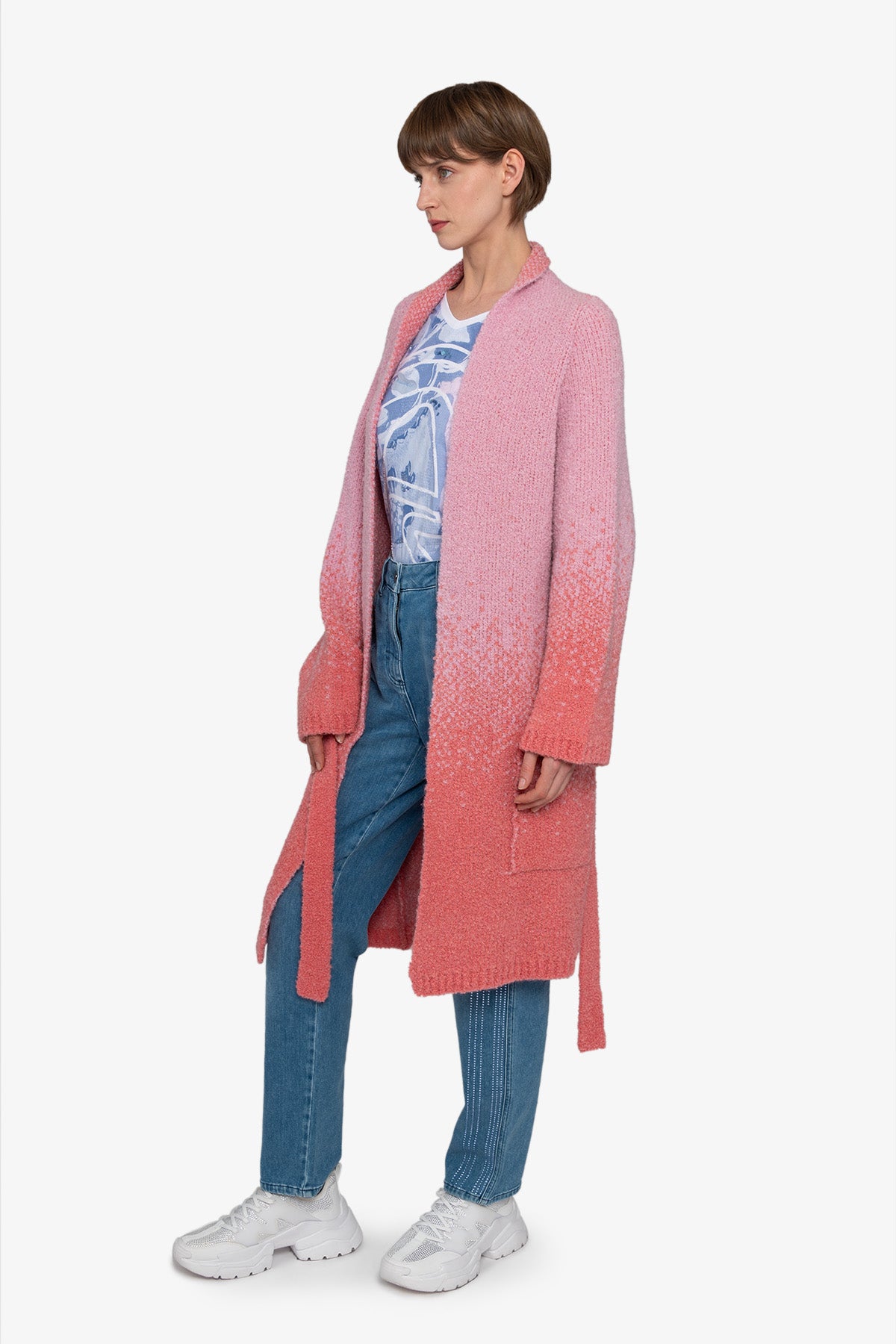 Knitted Coat with Tie Belt