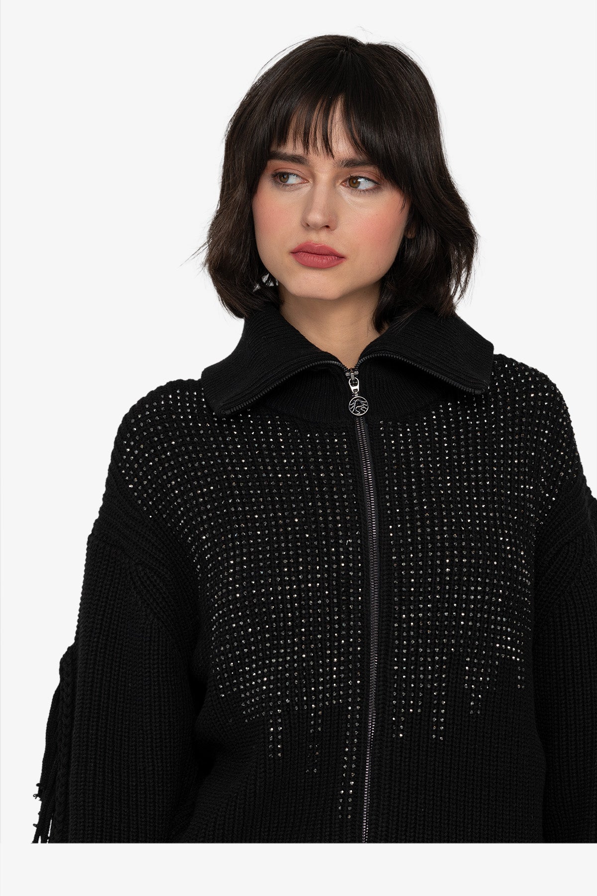 Cardigan with Stand-up Collar