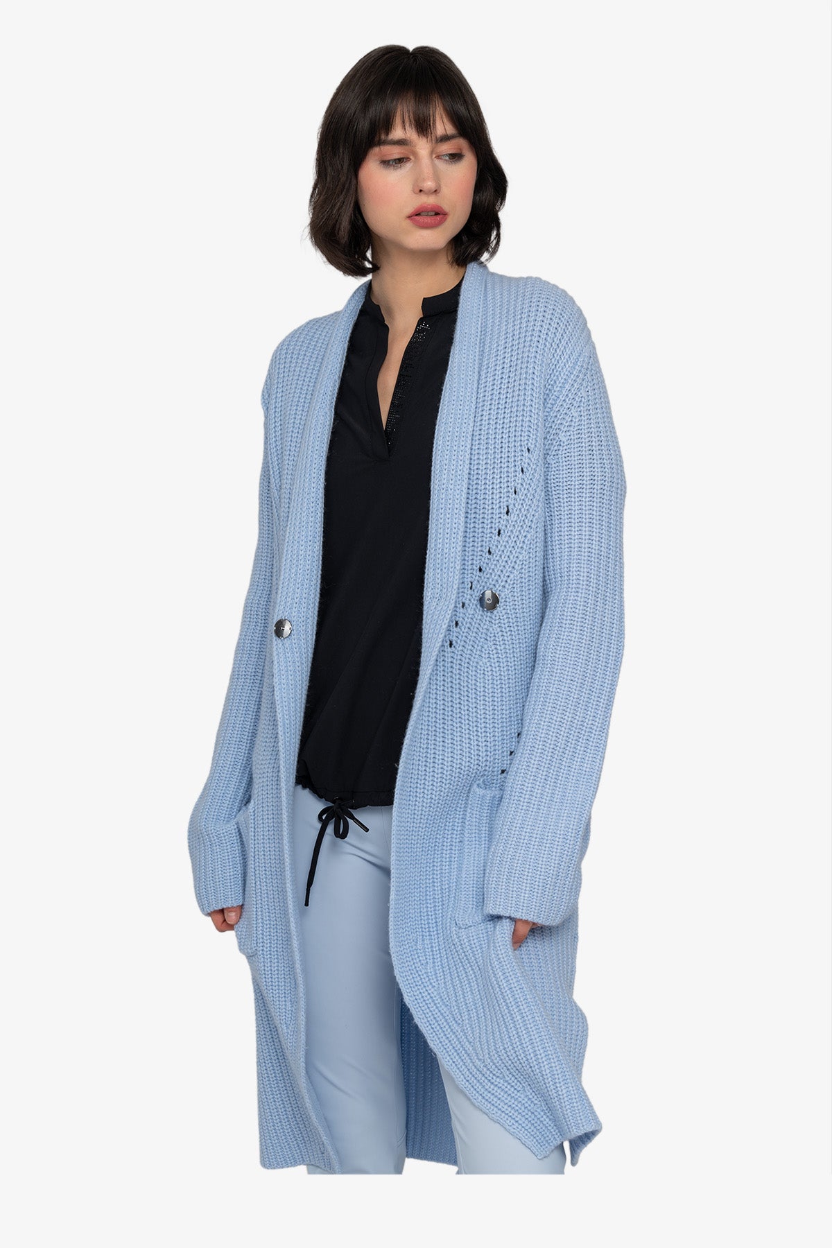 Knitted Coat with Shawl Collar