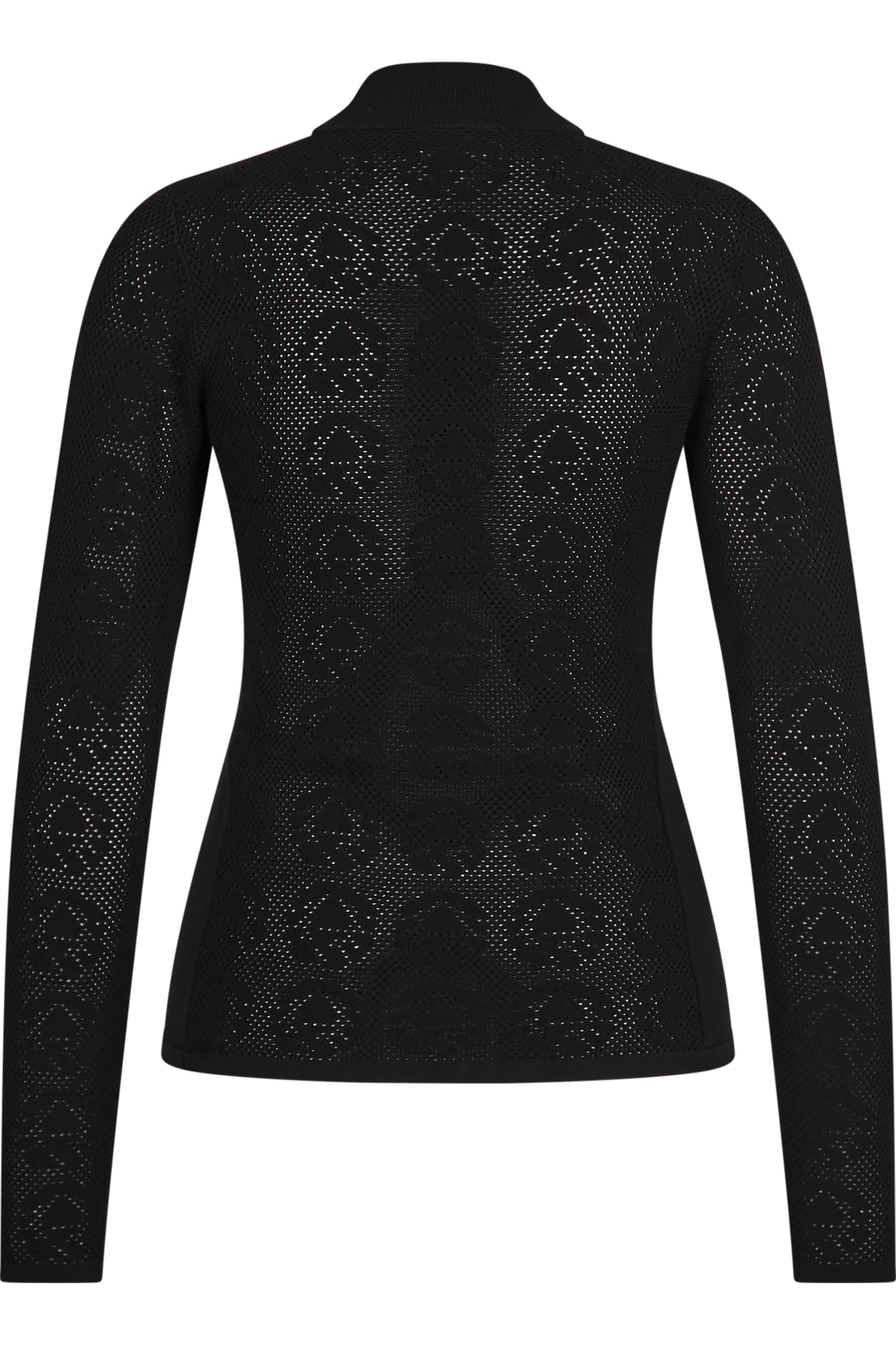 Logo圖案網紗拼接高領毛衣