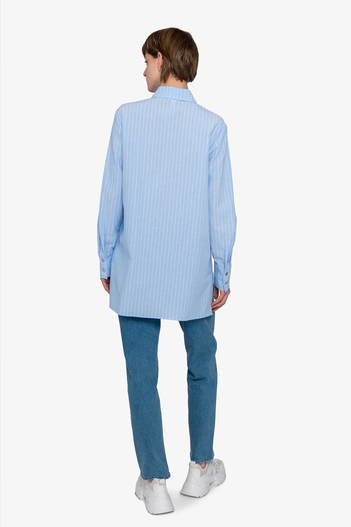 水钻装饰条纹衬衫