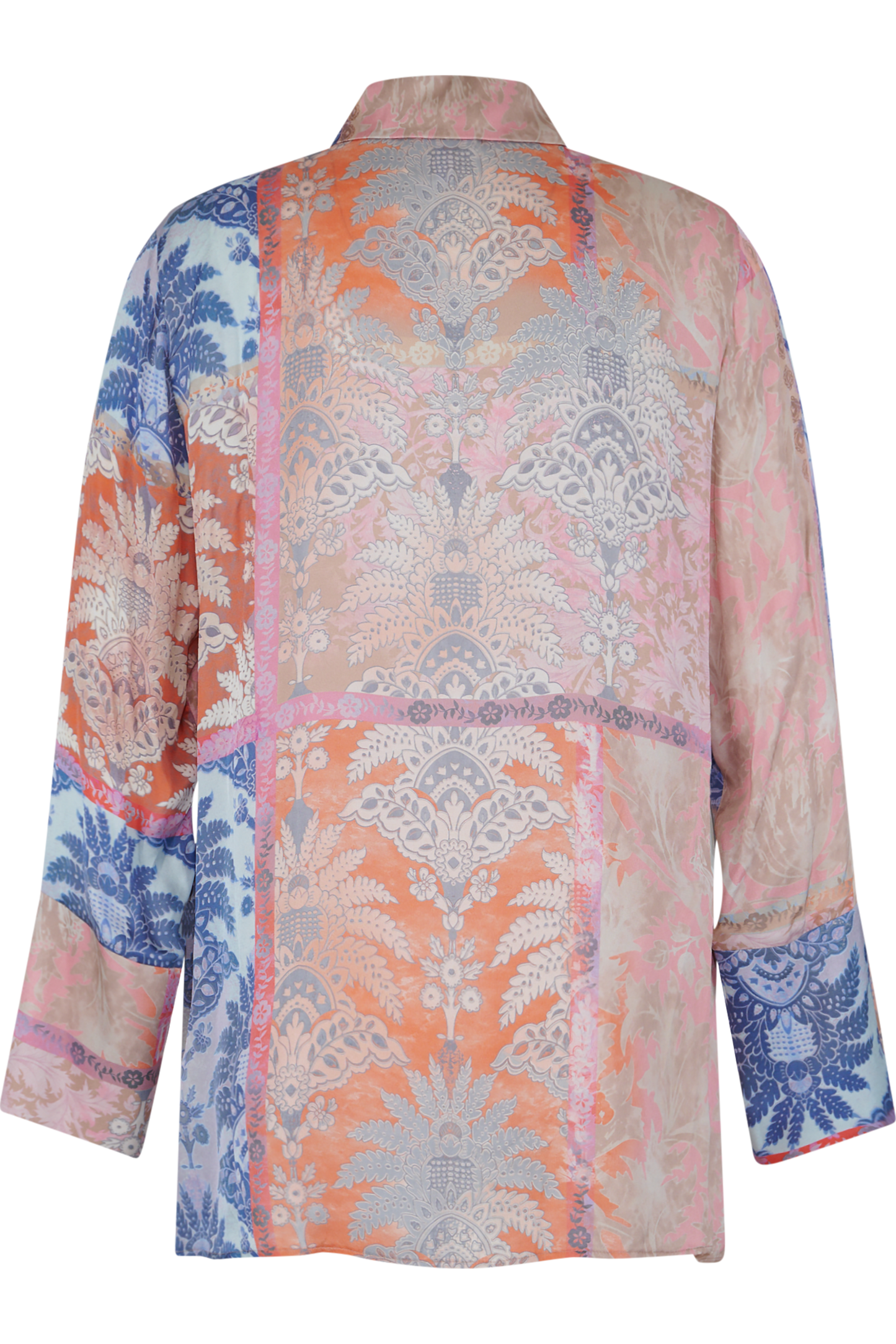 混合印花长袖衬衣