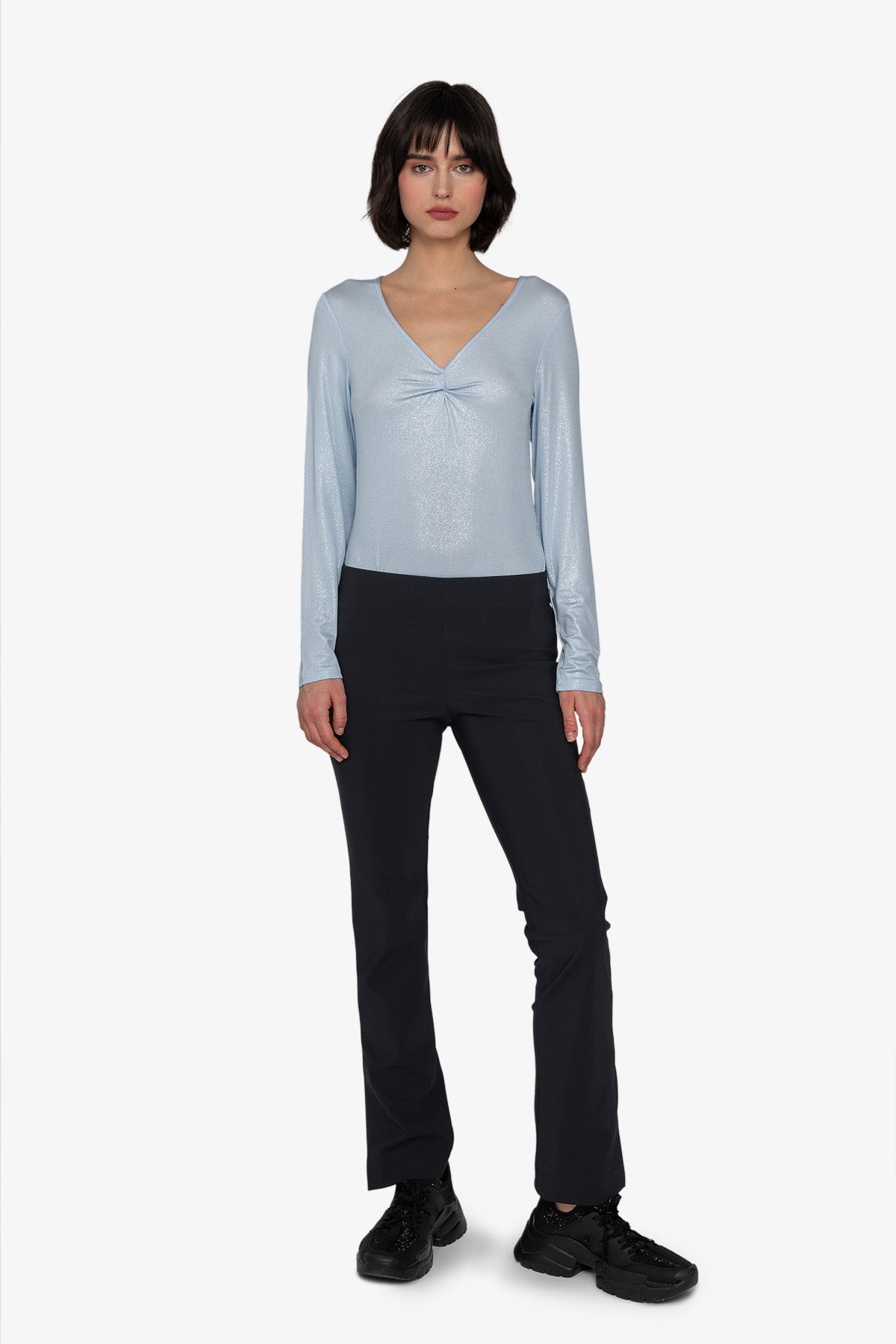 小开衩裤脚紧身裤