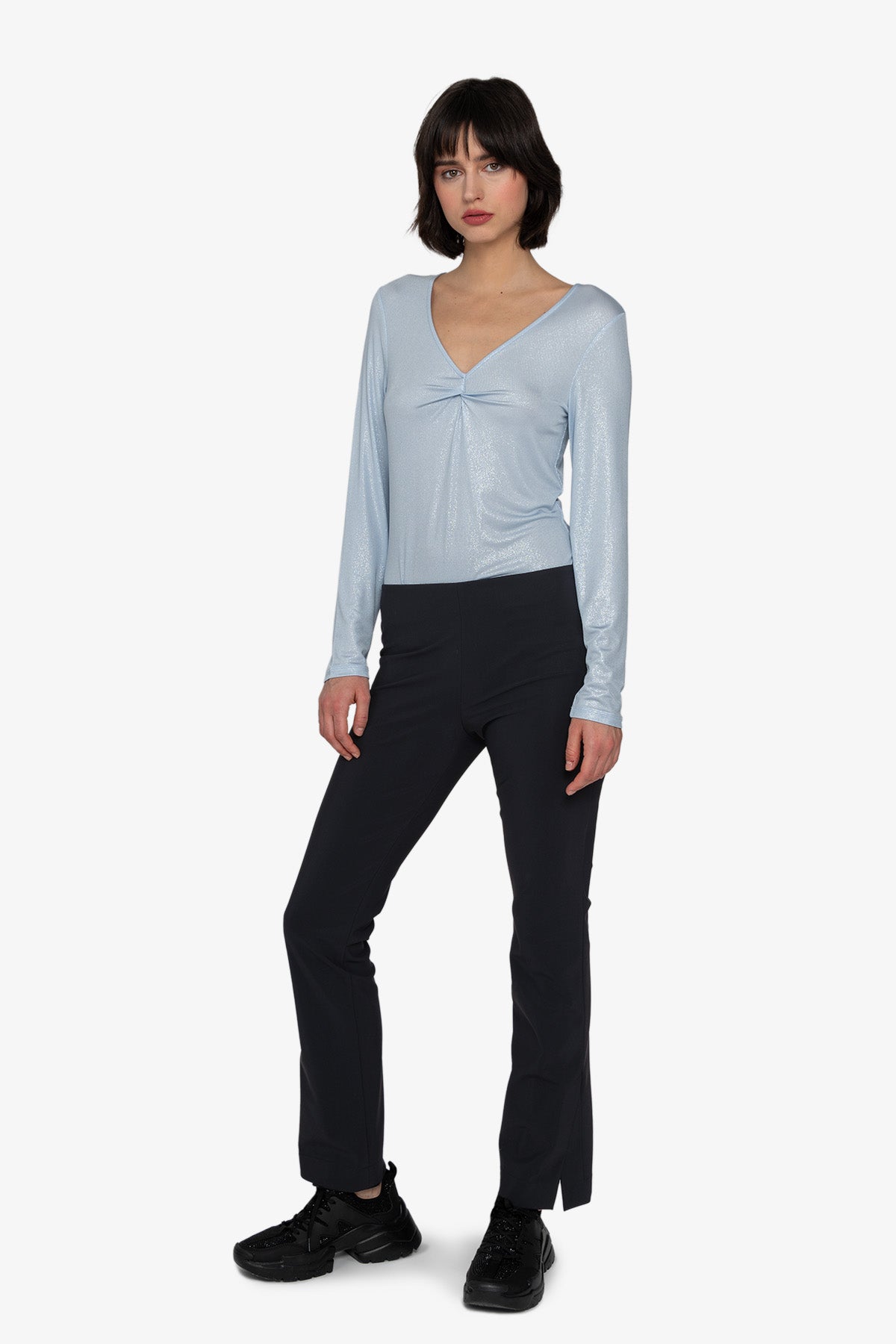 小开衩裤脚紧身裤