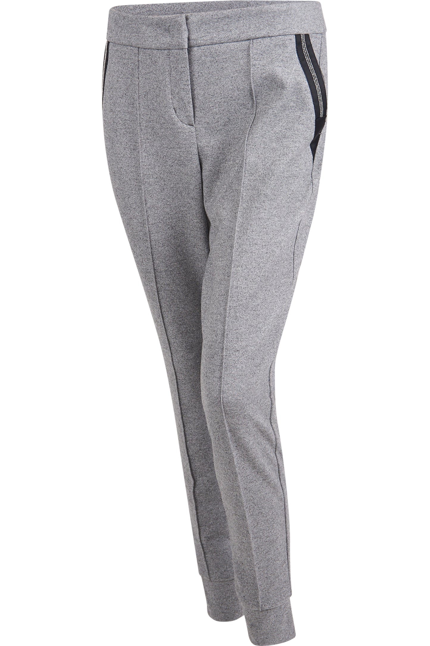 羅緞絲帶裝飾拉鏈口袋休閒褲