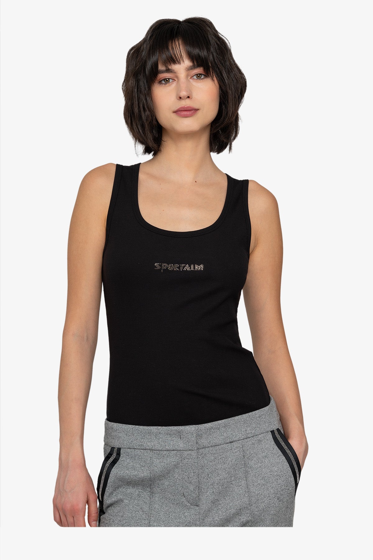 羅緞絲帶裝飾拉鏈口袋休閒褲