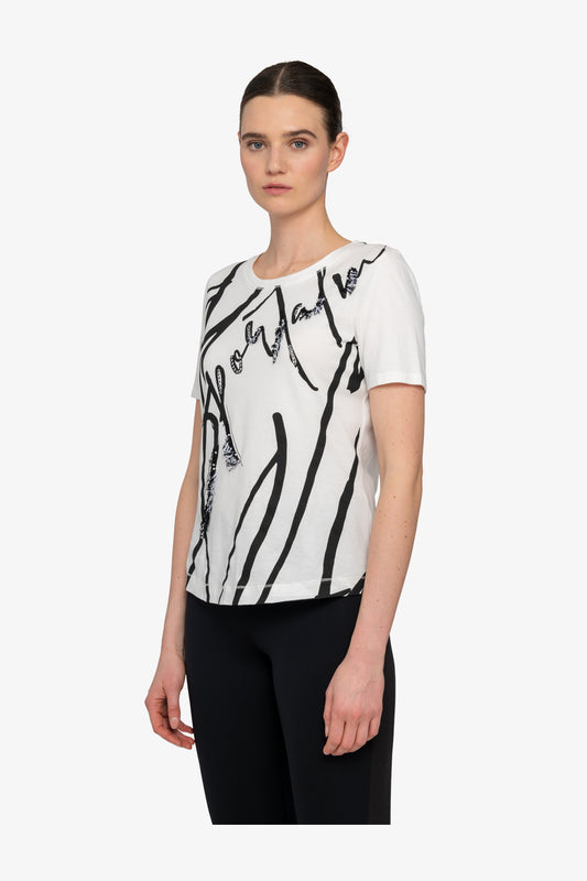 Shirt with ¾ Sleeves and Round Neckline