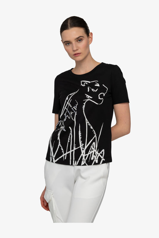 Shirt with ¾ Sleeves and Round Neckline