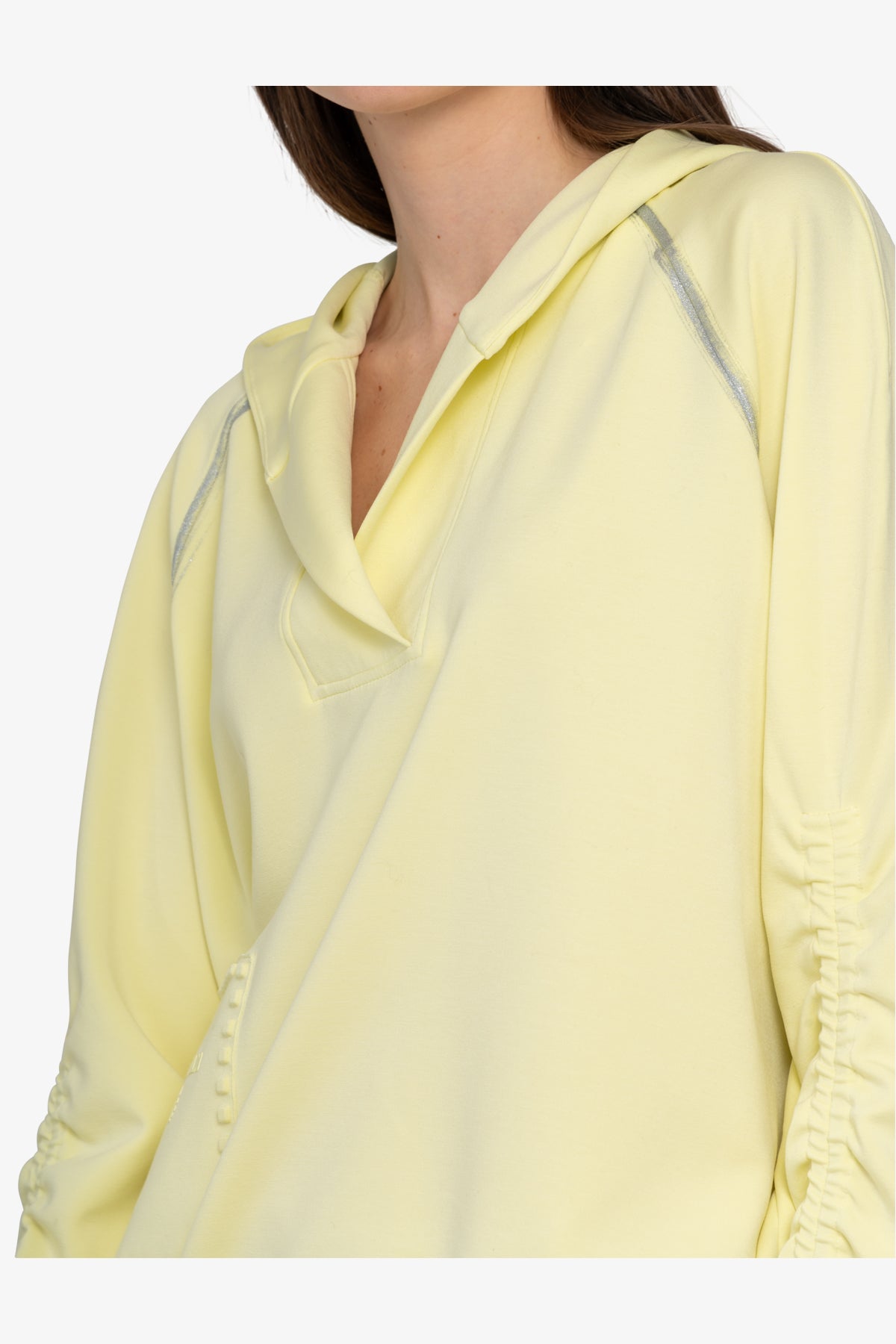 缩褶衣袖连帽休闲上衣