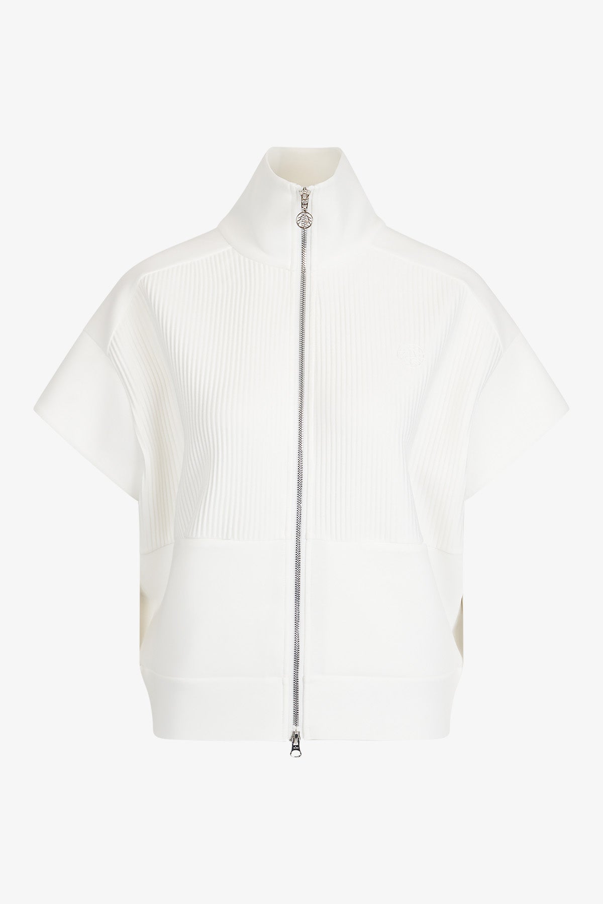 落肩袖立领拉链马甲