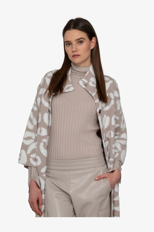 Knitted Coat with Stand-up Collar