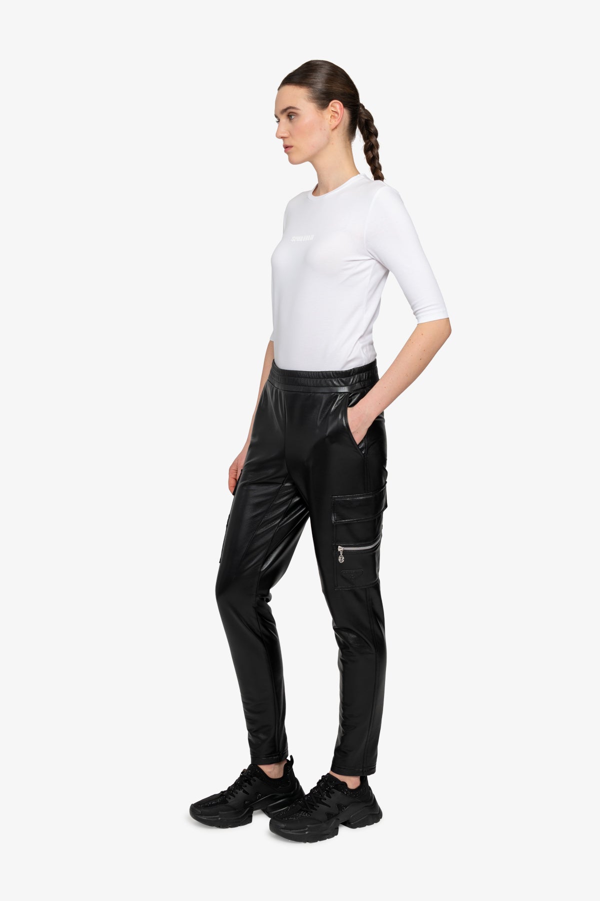 大貼袋鬆緊腰休閒褲