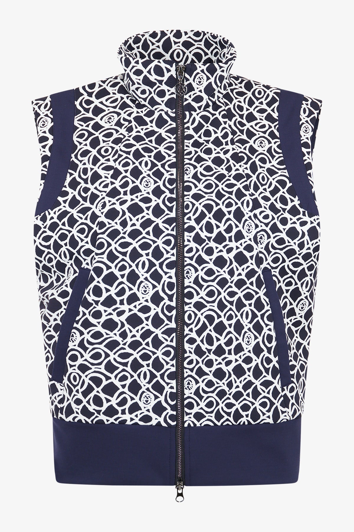 撞色飾邊LOGO印花拉鏈馬甲