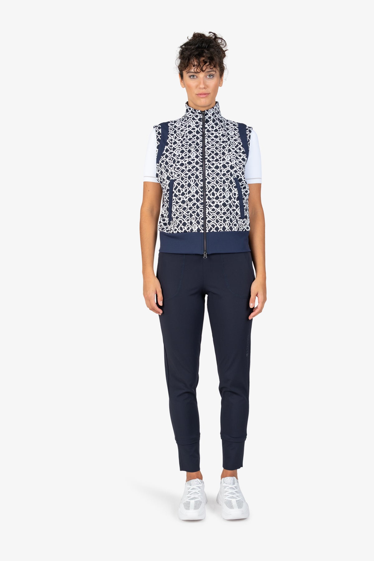 撞色飾邊LOGO印花拉鏈馬甲