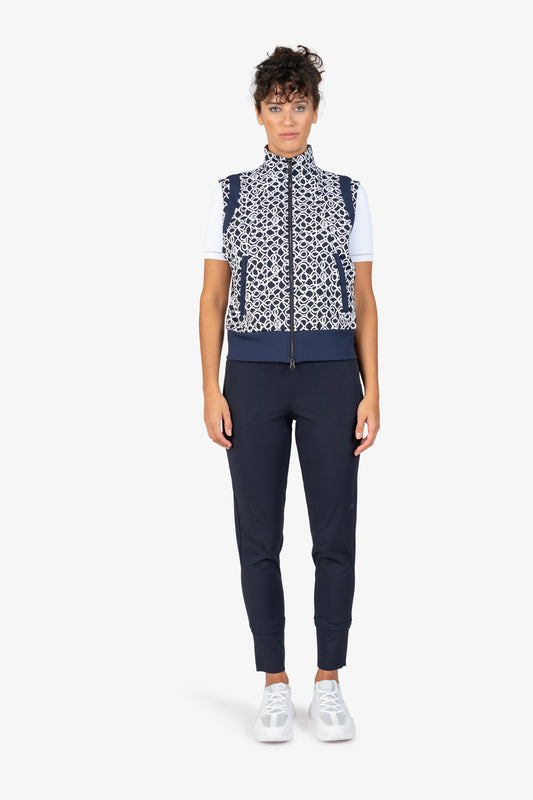 撞色飾邊LOGO印花拉鏈馬甲