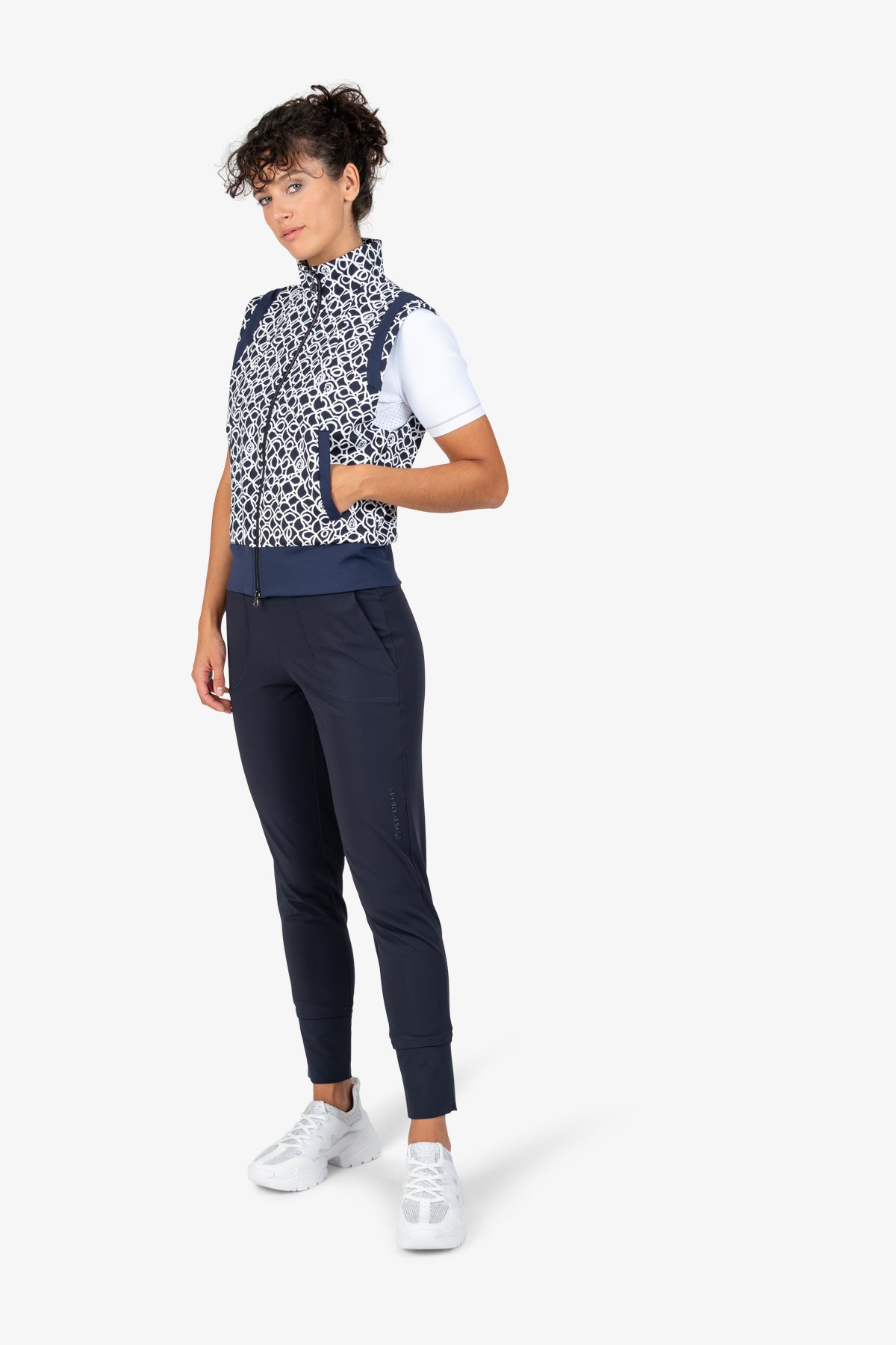 撞色飾邊LOGO印花拉鏈馬甲