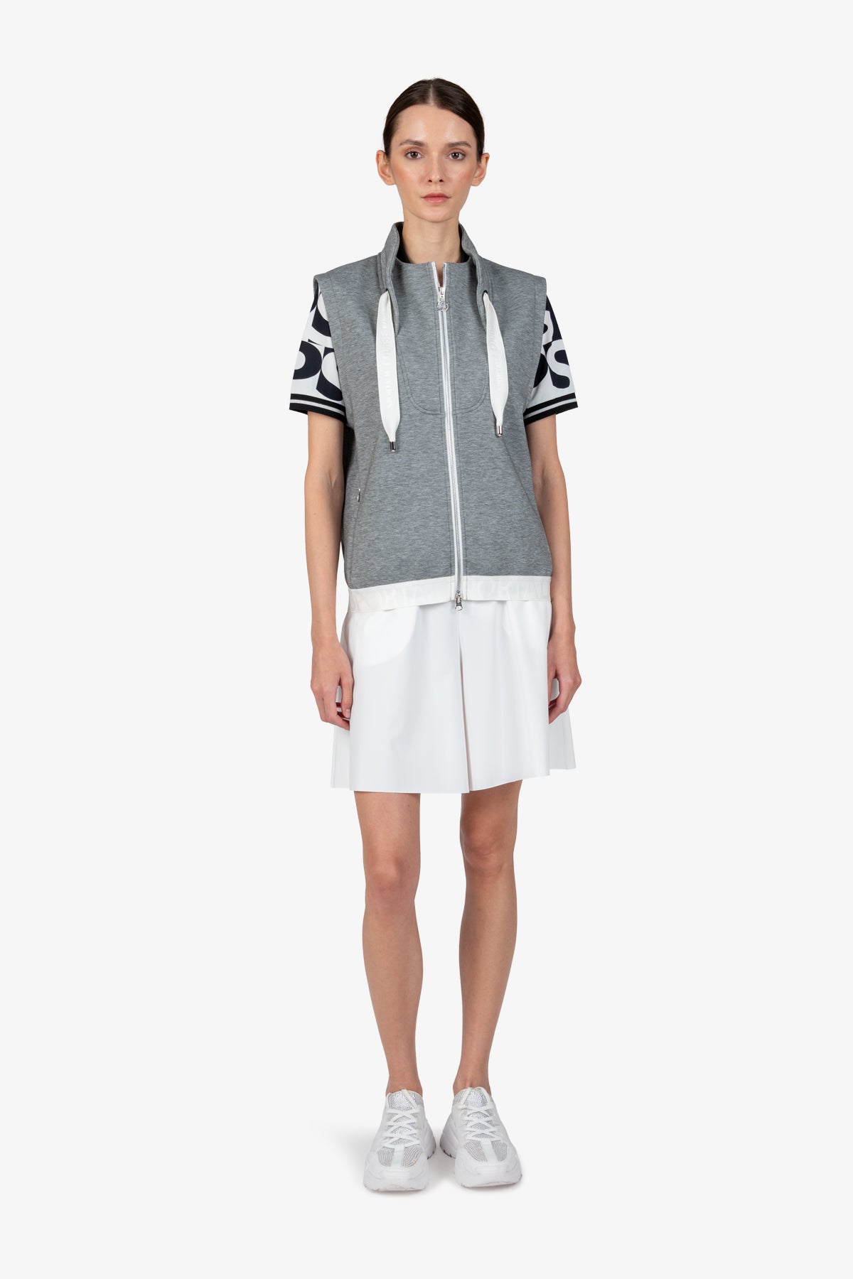 抽繩立領拉鏈馬甲