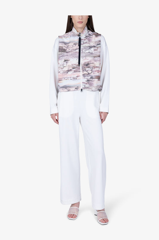 Cropped Waistcoat with Landscape Print